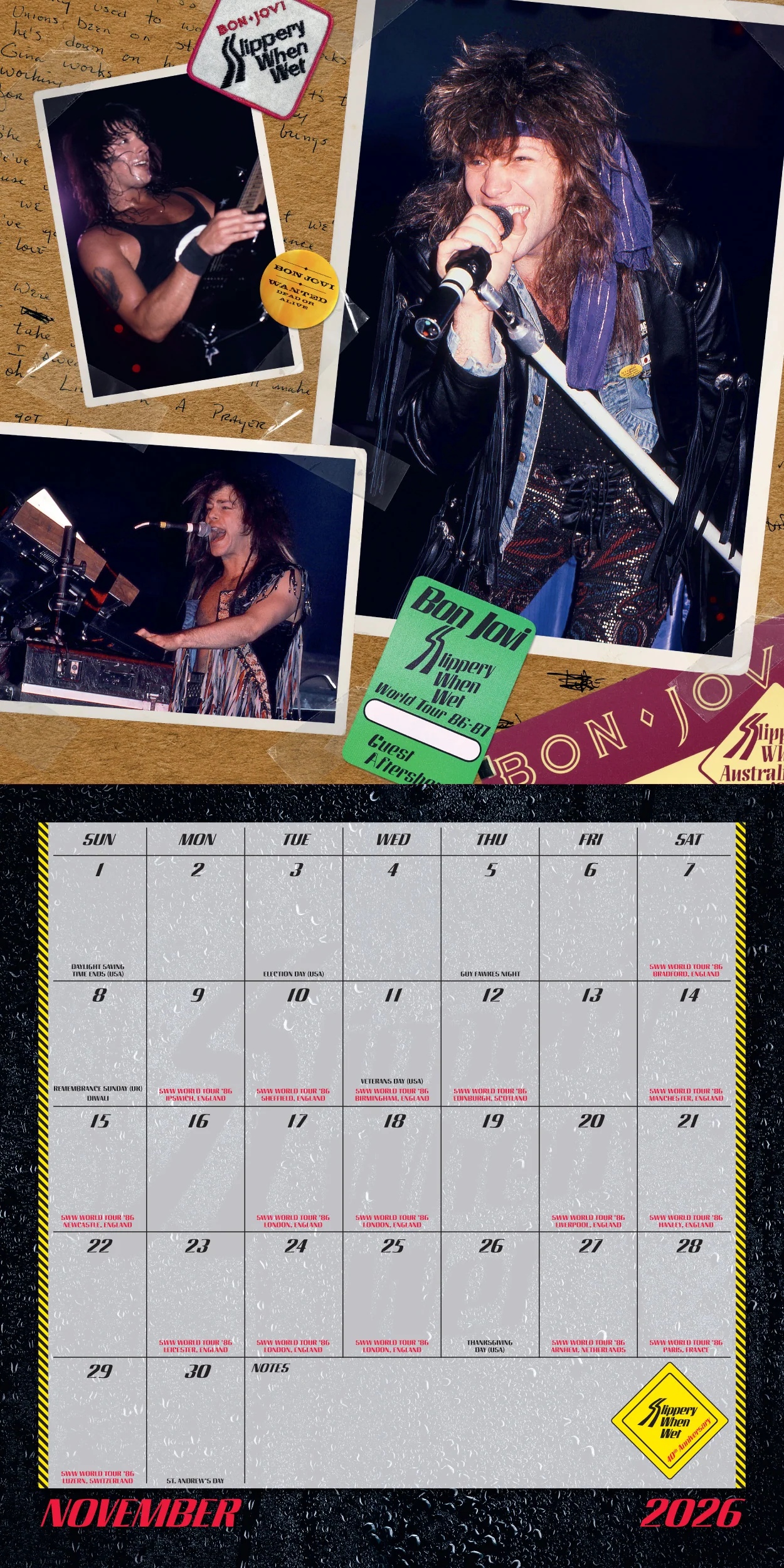 Bon Jovi Slippery When Wet 40th Anniversary Calendar - Image 14