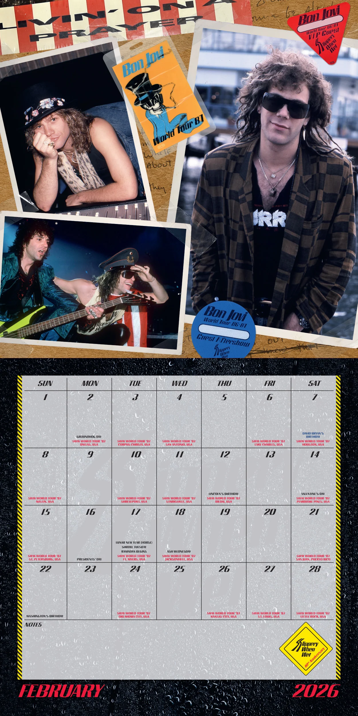 Bon Jovi Slippery When Wet 40th Anniversary Calendar - Image 4